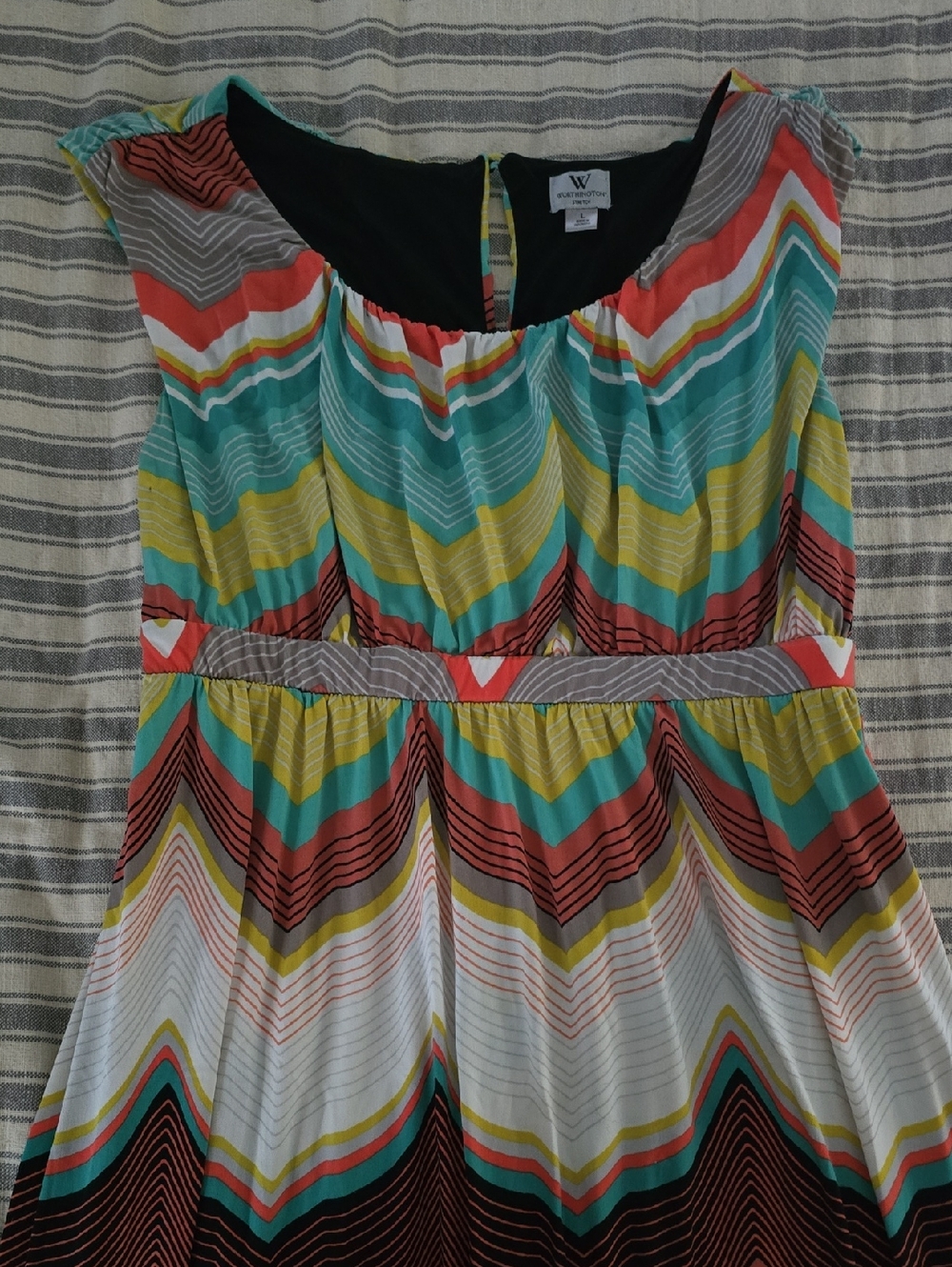 W by Worth Multicolor Chevron Sundress with Black Trim